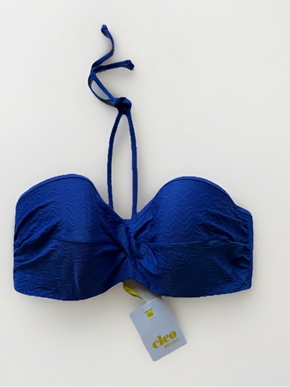 Cleo by Panache Matilda Blue Textured Convertible Bandeau Bikini Top NWT 38DDD